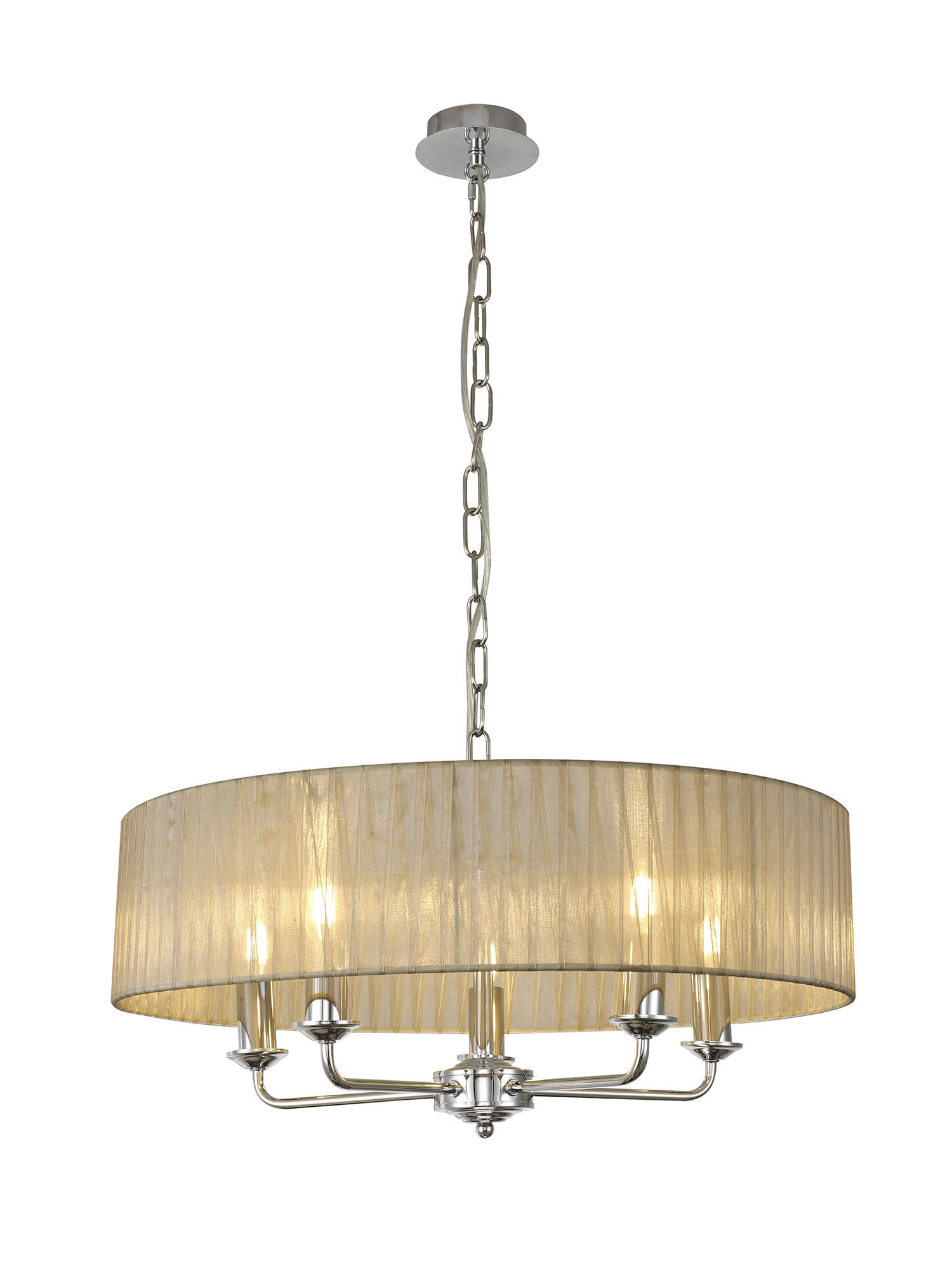 DK0862  Banyan 45cm 3 Light Pendant Polished Chrome, Soft Bronze